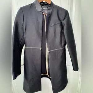 BCBGMAXAZRIA Black Longline Jacket | Cotton Silk Blend | Size S